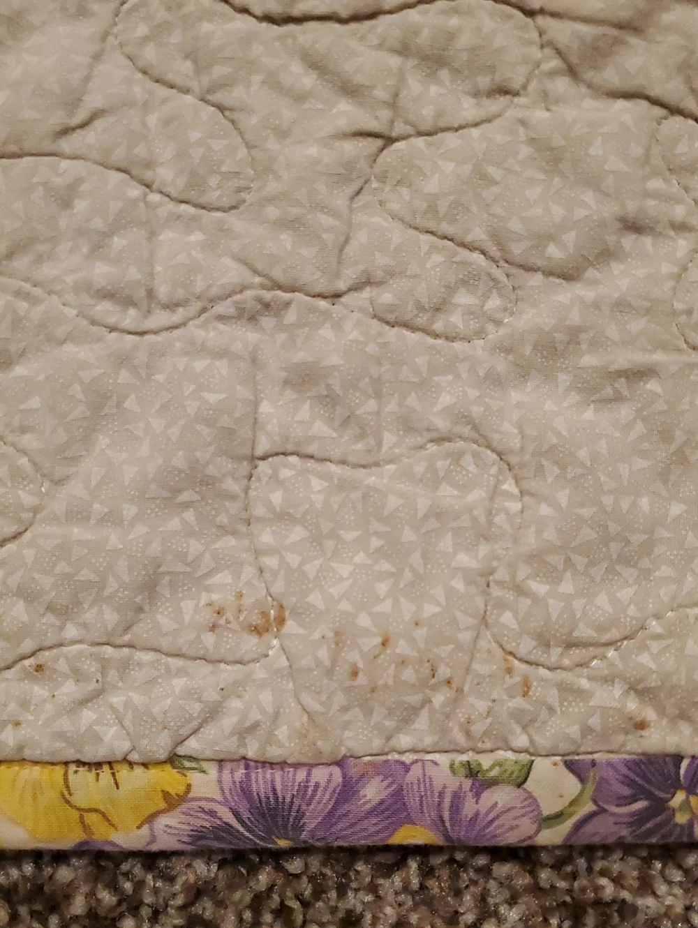 Vintage Handmade Patchwork Baby Quilt in Pinks and Purples